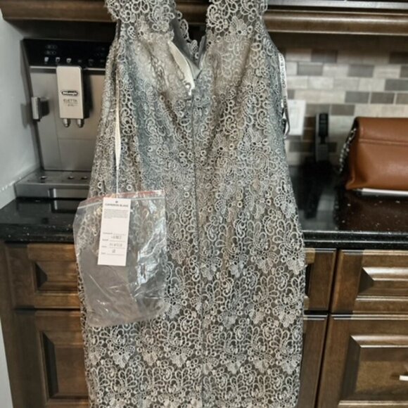 NWT Cameron Blake CB107 Lace Mother of the Bride Dress Pewter Size 12 - Picture 6 of 6